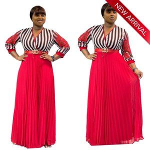 New red/Black Stoned Floral Maxi Dress